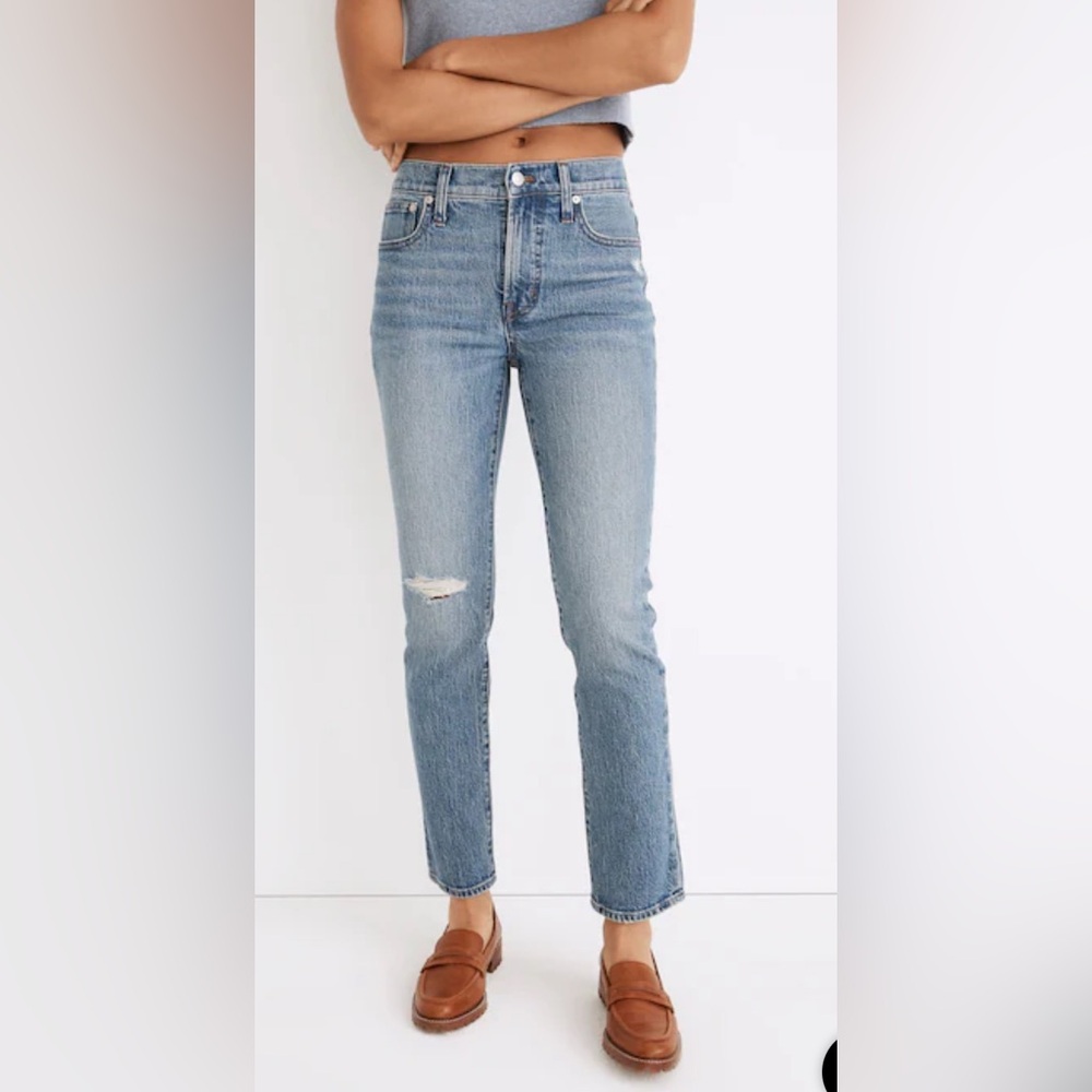 Madewell | Mid-Rise Perfect Vintage Jeans, Ainsdale Wash. Knee Rip Edition Sz 30